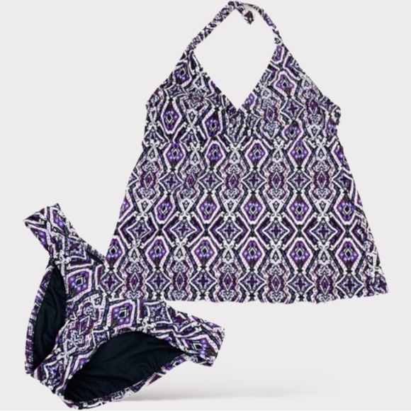 Mossimo Supply Co. Geometric Print Halter Tankini Top with Side Tab Bottoms - Picture 10 of 11